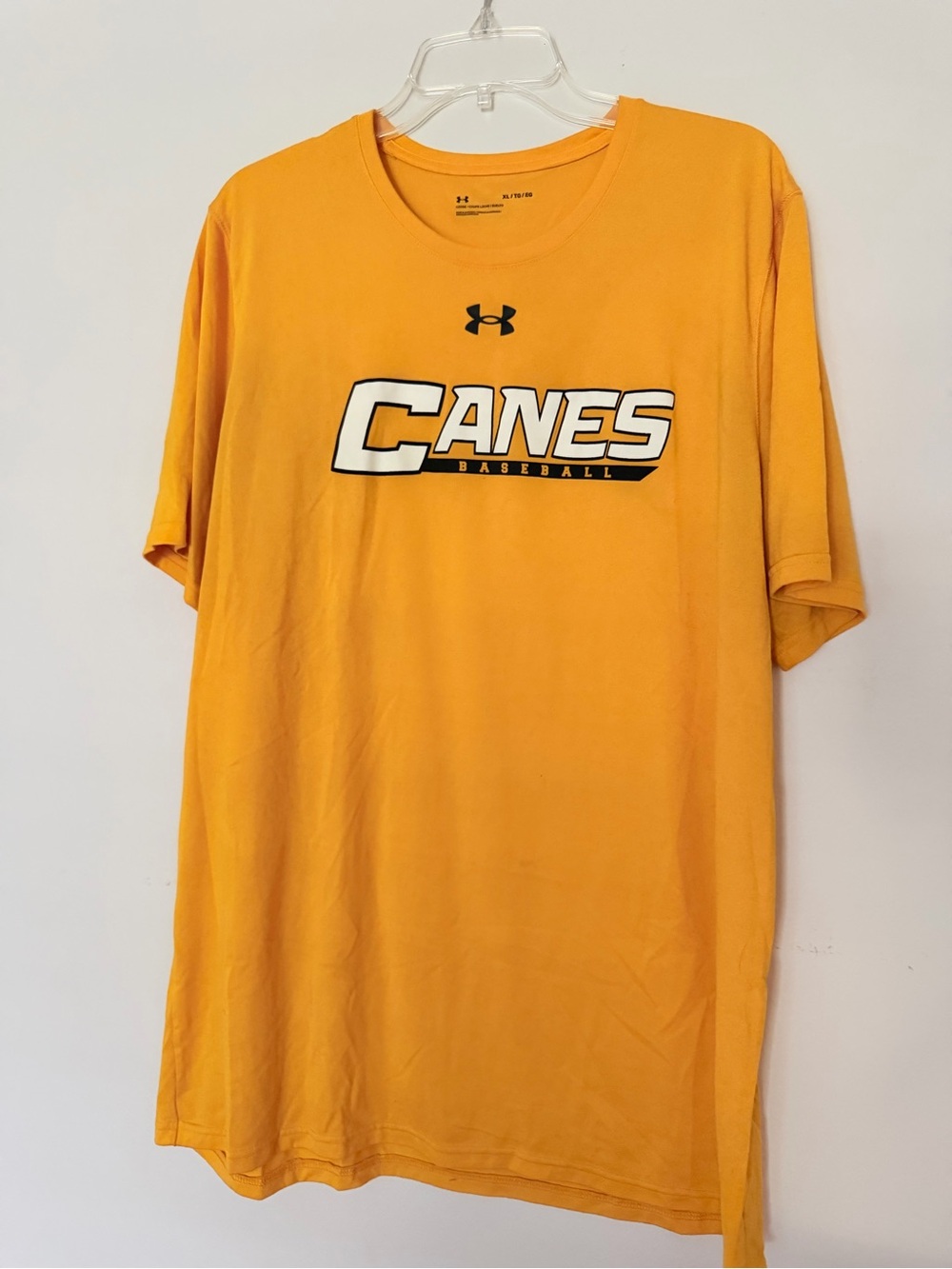 Under Armour Canes Baseball Short Sleeve Tee - Canes Gold. Adult XL